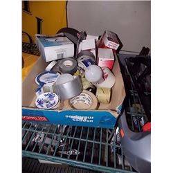BOX OF TAPE & LIGHT BULBS
