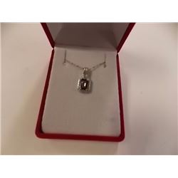 NECKLACE - EMERALD FACETED OCEAN BLUE MYSTIC TOPAZ & DIAMOND IN STERLING SILVER SETTING - RETAIL EST