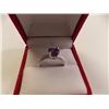 Image 1 : RING - ROUND FACETED PURPLE AMETHYST & 2 ROUND FACETED DIAMONDS IN STERLING SILVER SETTING - RETAIL 