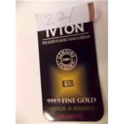 INVESTOR BAR -  .9999 GOLD IVTON INVERTOR BAR - 1 GRAIN EACH - MINT SEALED WITH SERIAL NUMBERED & CE