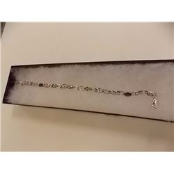 BRACELET - 4.5CTW OVAL FACETED MULTI GEMSTONES AND ROUND FACETED DIAMOND IN STERLING SILVER SETTING 