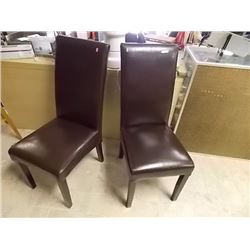 DINING CHAIRS - LEATHER - BROWN - 2 TTL - AS-IS