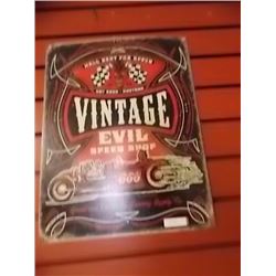 VINTAGE EVIL SPEED SHOP METAL SIGN