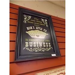 FRAMED  WOOD SIGN - "MOM'S APPLE PIE"