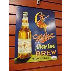 BREWER'S MEMORABILIA - METAL SIGN - MILLER HIGH LITE BREW