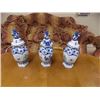 Image 1 : VINTAGE DELFT BLUE URNS - 3 TTL - as-is MARKED ON BASE