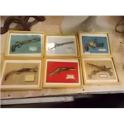 VINTAGE FRAMED GUN PICTURES  - 6 PK