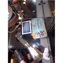MINI DECK OF PLAYTIME PLAYING CARDS - PLUS VINTAGE TIN & SHOE HORN