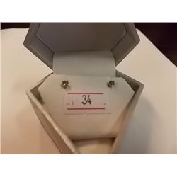 EARRINGS- .18CT ROUND FACETED DIAMONDS IN 14K YELLOW GOLD STUD SETTING - WITH CERTIFICATE $695