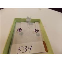 EARRINGS - 1.40 CT AMETHYST IN 14KT WHITE GOLD SETTING - INCLUDED CERTIFICATE $350