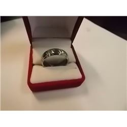 RING - STAINLESS STEEL - DIAGONAL ETCHED DESIGN - RETAIL ESTIMATE $100