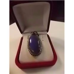 PENDANT - POLISHED LABORADITE IN STERLING SILVER SETTING - 2" LONG
