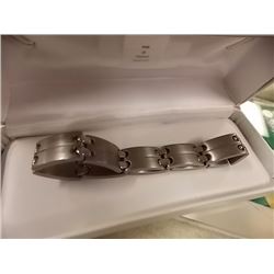 BRACELET - STAINLESS STEEL - STAPLE LINK  - RETAIL ESTIMATE $150