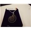 Image 1 : NECKLACE - GENUINE PREHISTORIC AMMONITE FOSSIL IN STERLING SILVER SETTING - ON ROPE