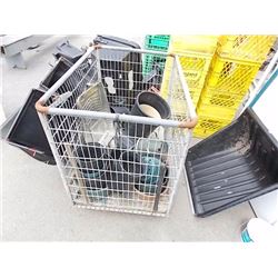 LARGE COMMERCIAL WIRE BIN ON WHEELS PLANT POTS NOT INCLUDED