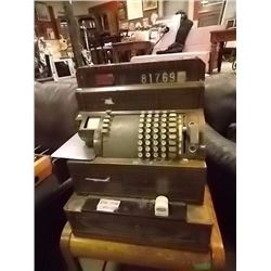 VINTAGE NATIONAL CASH REGISTER WITH WOOD TONE METAL