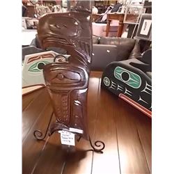 HAND CRAFTED FIRST NATIONS WOOD CARVING -SIGNED THUNDERBIRD CARVING - FROM VICTORIA BC