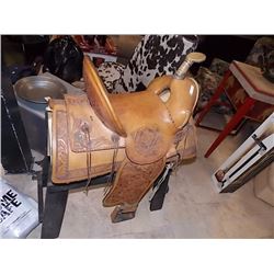 WESTERN SADDLE - HAND TOOLED - LIKE NEW