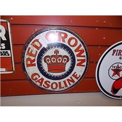 AUTOMOBILIA MOMORABILIA - METAL SIGN - RED CROWN GASOLINE