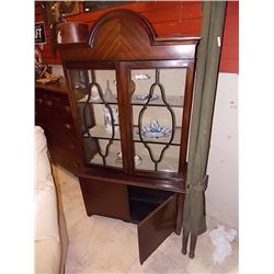 VINTAGE CHINA CABINET - 80" TALL - GLASS 2 CRACKS