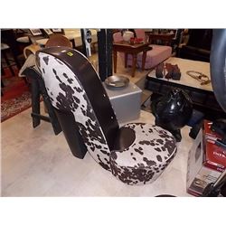 LEATHER & CLOTH SLIPPER CHAIR
