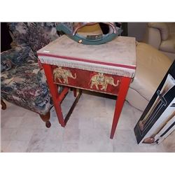 DECORATIVE FOLK ART TABLE -ELEPHANT -  31" TALL X 18" DIAMETER
