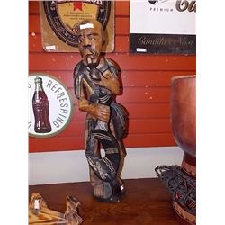 CARVED WOOD STATUE  - 28" TALL