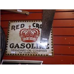AUTOMOBILIA COLLECTABLE - METAL SIGN - RED CROWN GAS