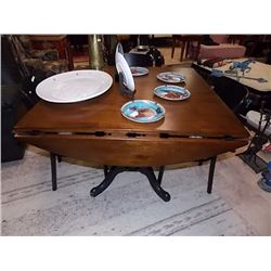 VINTAGE MAHOGANY ROUND TABLE WITH 4 DROP SIDES SINGLE PEDESTAL DUNCAN PHYPHE BASE - AWESOME CONDITIO