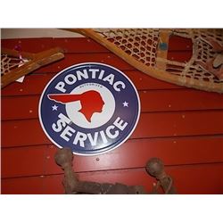 AUTOMOTIVE MEMORABILIA - METAL SIGN - ROUND - PONTIAC SERVICE