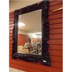 LARGE ORNATE WALL MIRROR WITH BLACK FRAME - 30 X 40"