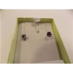 EARRINGS- NEW 1.4CTW AMETHYST IN 14K WHITE GOLD SETTING - WITH CERTIFICATE $350