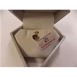 PENDANT - HEART FACETED SMOKEY TOPAZ & ROUND FACETED ALEXANDRITE IN 10K YELLOW GOLD SETTING - RETAIL