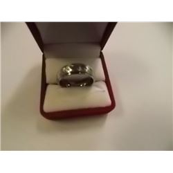 RING - STAINLESS STEEL - DIAGONAL ETCHED DESIGN - RETAIL ESTIMATE $100