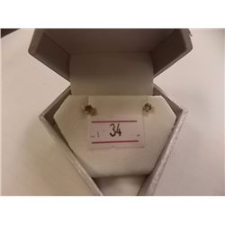 EARRINGS- .18CT ROUND FACETED DIAMONDS IN 14K YELLOW GOLD STUD SETTING - WITH CERTIFICATE $695