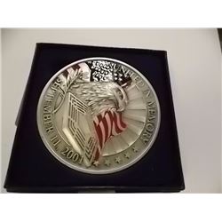 COMMEMORATIVE ROUND - SEPT 11, 2001 - UNITED IN MEMORY - 3" DIAMETER - IN ORIGINAL BOX