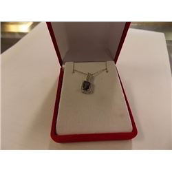 NECKLACE - EMERALD FACETED OCEAN BLUE MYSTIC TOPAZ & DIAMOND IN STERLING SILVER SETTING - RETAIL EST