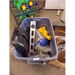 BIN OF ASSORTED TOOLS AND MORE