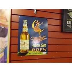 BREWER'S MEMORABILIA - METAL SIGN - MILLER HIGH LITE BREW