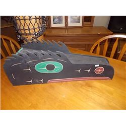 FIRST NATIONS WOOD CARVING - RAVEN - LAURENCE ANDREW - HEAD DRESS - MASK