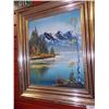 Image 1 : FRAMED OIL PICTURE - LAKE & MOUNTAINS