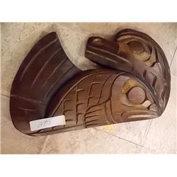 HAND CRAFTED WOOD CARVING - "SEA OTTER & FISH LOVE"