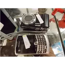 BLACKBERRY CELL PHONE & LUMIX CAMERA IN ROOTS CASE