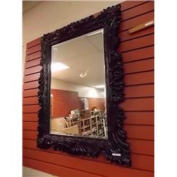 LARGE ORNATE WALL MIRROR WITH BLACK FRAME - 30 X 40"