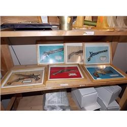 VINTAGE FRAMED GUN PICTURES  - 6 PK