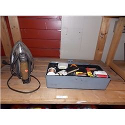 VINTAGE ELECTRIC IRON & SEWING NOTIONS