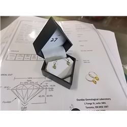 EARRINGS - 1.2CTW HEART FACETED SAPPHIRE IN 14K YELLOW GOLD SETTING - INCLUDES CERTIFICATE $800