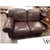 Image 1 : CHOCOLATE BROWN LEATHER NATUZZI ROLLED ARM SECTIONAL SECTION