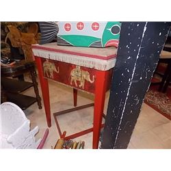 DECORATIVE FOLK ART TABLE -ELEPHANT -  31" TALL X 18" DIAMETER