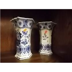 VINTAGE DELFT BLUE VASES - 2 TTL MARKED ON BASE